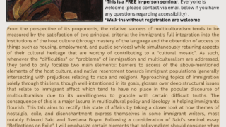 2025.07.17　The Immigrant Experience Between Nostalgia, Exile, and Disenchantment: On Some Promises and Failures of Multicultural Policy